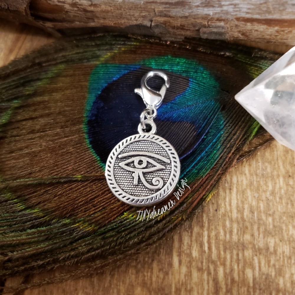 5/$25 Egyptian Silver Eye of Horus Charm for Bracelet~Journal~Zipper~Occult~Goth